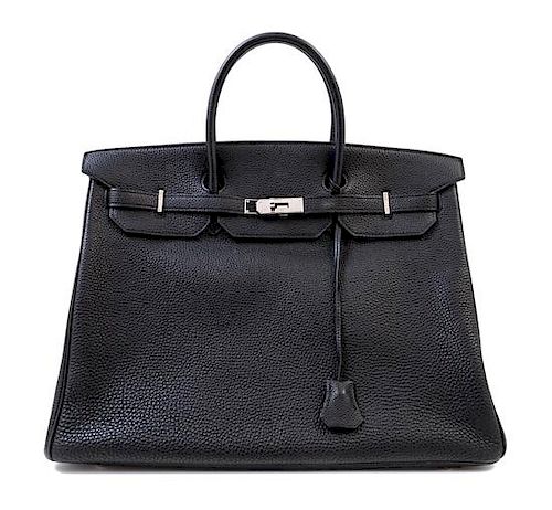 An HermËs Black Togo 40cm Birkin Bag, 16" x 11.25" x 8"; Handle drop: 5.5".