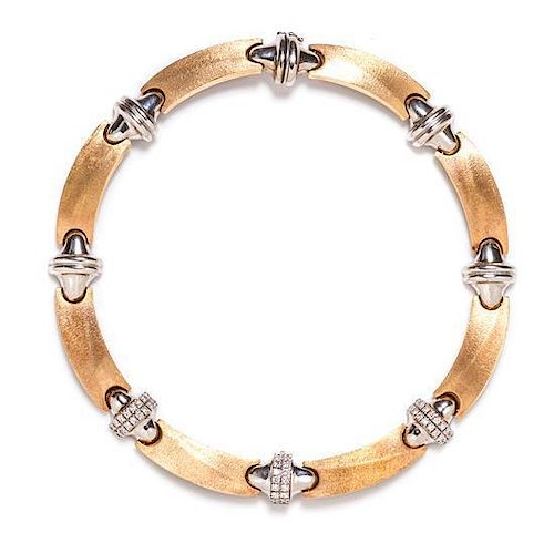A 14 Karat Gold and Diamond Collar Necklace, 92.10 dwts.
