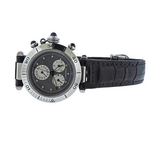 Cartier Pasha Chronograph Steel Watch 