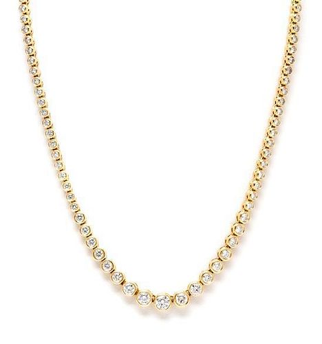 A 14 Karat Yellow Gold and Diamond Riviera Necklace, 24.15 dwts.