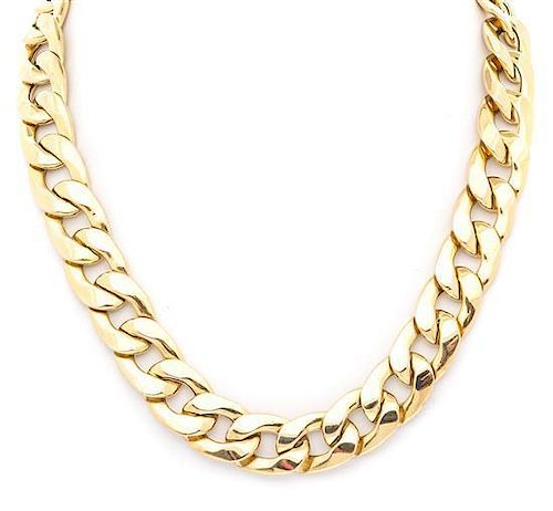 A 14 Karat Yellow Gold Curb Link Necklace, Italian, 48.85 dwts.