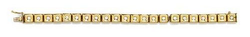 An 18 Karat Yellow Gold and Diamond Bracelet, 17.40 dwts.