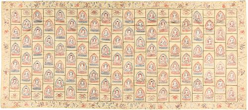 Antique Sino-Tibetan 100 Buddha Monk's Robe