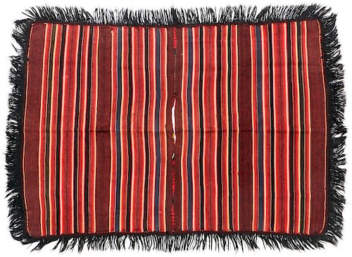 19th C. Bolivian Striped Wool Poncho, Tarubuco, Sucre