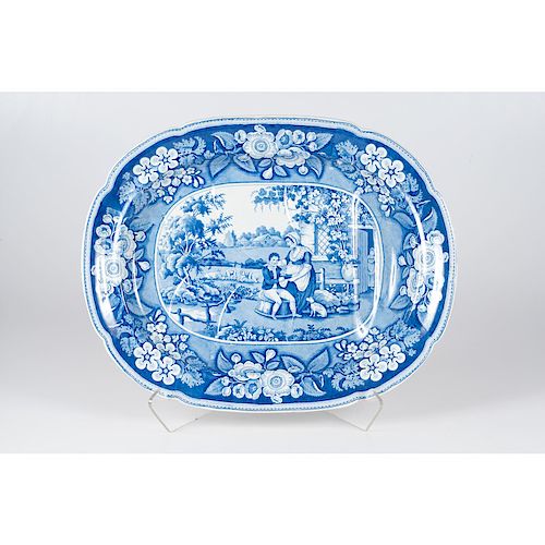 Blue and White Transfer Printed Platter 