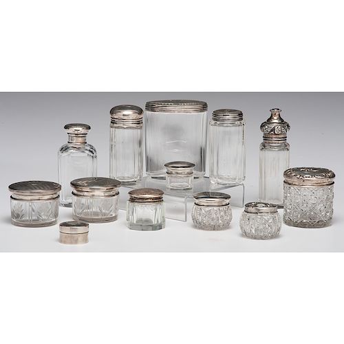 Glass Dresser Boxes with Sterling Lids
