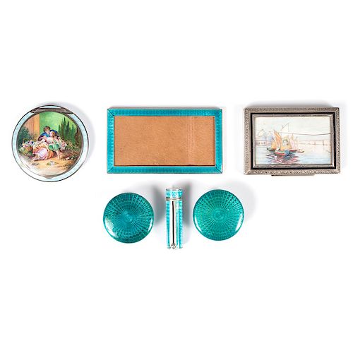 Silver Enameled Compacts