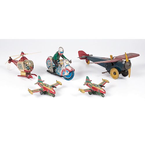 Five Tin Vehicle Toys