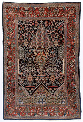 Antique Jozan Sarouk Prayer Rug, Persia: 4'4'' x 6'7''