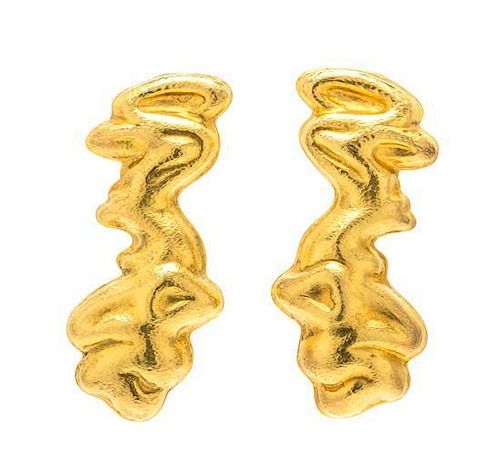 A Pair of 18 Karat Yellow Gold Earrings, Lalaounis, 14.20 dwts.