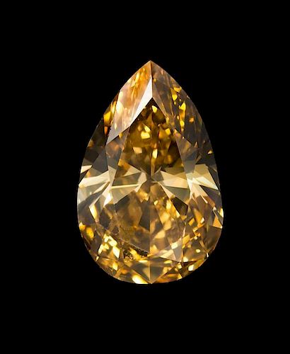 A Pear Shape 9.06 Carat Fancy Deep Brown Yellow Diamond, 7.70 dwts.