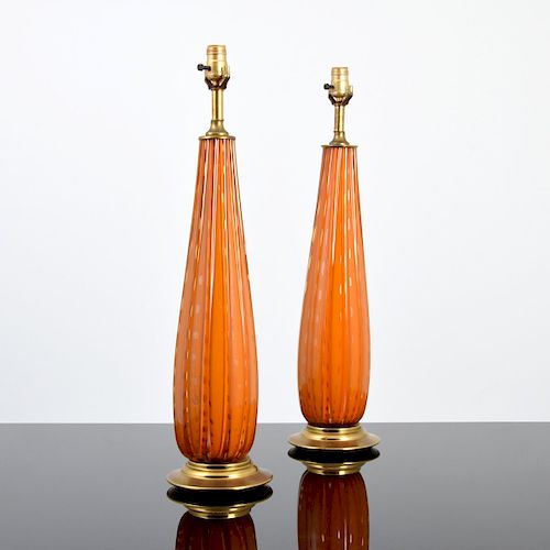 Pair of Large Lamps, Manner of Barovier & Toso