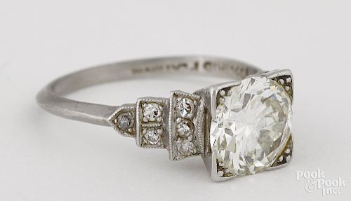 Platinum and diamond ring, size 5, 2.2 dwt.