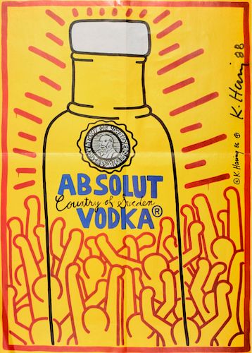 Keith Haring ABSOLUT VODKA Ad/Poster, Signed