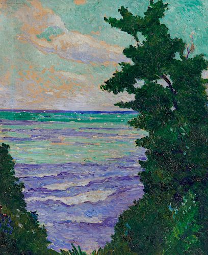 WILLIAM SOMMER, (American, 1842-1909), Lake Erie, 1911, oil on canvas board