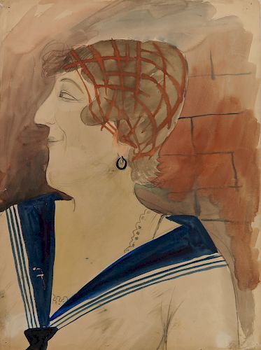 OTTO DIX, (German, 1891-1969), Portrait of Julia Feininger, watercolor and pencil