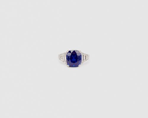 J.E. CALDWELL & CO. Platinum, Kashmir Sapphire, and Diamond Ring