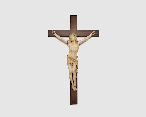 French Carved Ivory Crucifix, possibly Dieppe