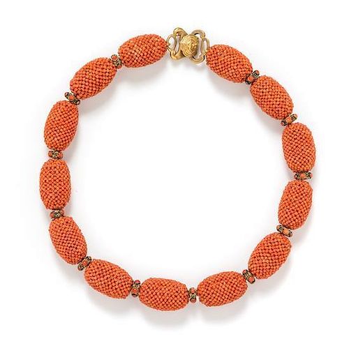 * A Gold Tone and Coral Bead Necklace, Alice Kuo