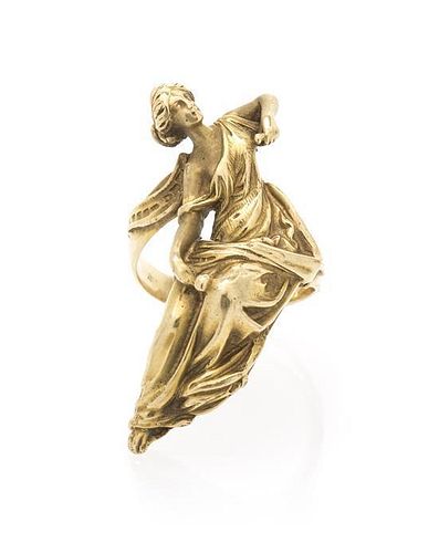 A Yellow Gold Figural Ring, 9.60 dwts.