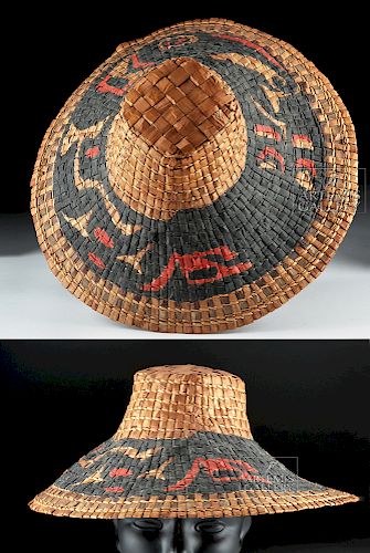 20th C. Pacific Northwest Makah Wooden Hat, ex-Bonhams