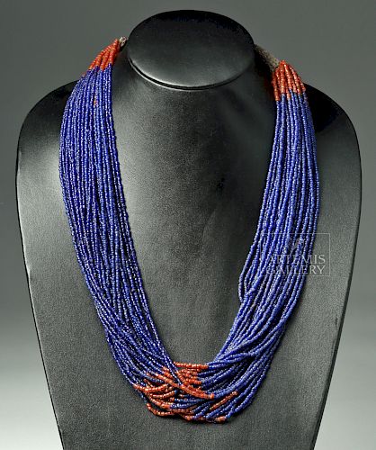 Early 20th C. Naga Multi-Strand Glass Bead Necklace
