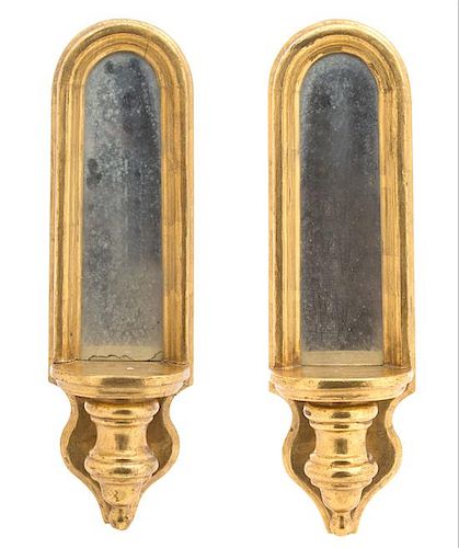 A Pair of Giltwood Mirrored Wall Brackets Height 18 inches.