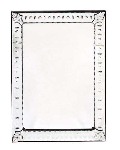 A Venetian Glass Framed Rectangular Mirror Height 41 x width 30 inches.