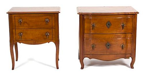 Two French Provincial Style Fruitwood Cabinets Height of taller 31 1/4 inches.