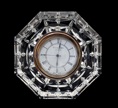 A Waterford Crystal Octagonal Clock Diameter 5 1/2 inches.