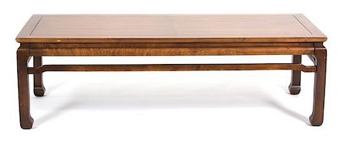 An Asian Style Mahogany Coffee Table Height 17 x width 59 x depth 22 inches.
