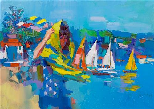 Nicola Simbari, (Italian, 1927-2012), Sails in Gargano