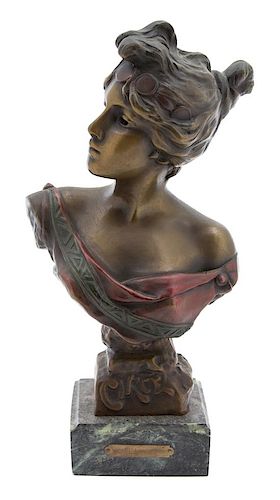 An Art Nouveau Bust of Circe by Villanis Bronze height 11 1/2 inches.
