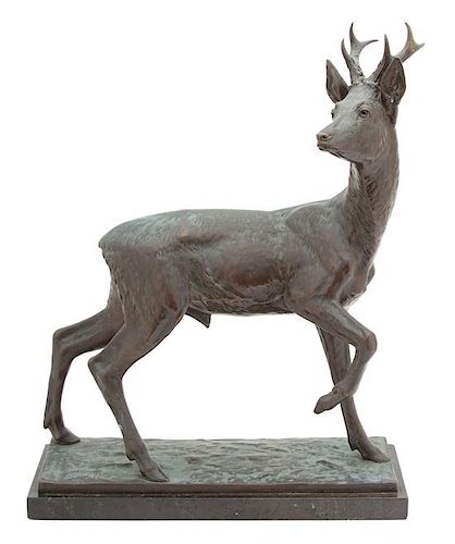 F. Dilles, (20th Century), Figure of a Standing Deer