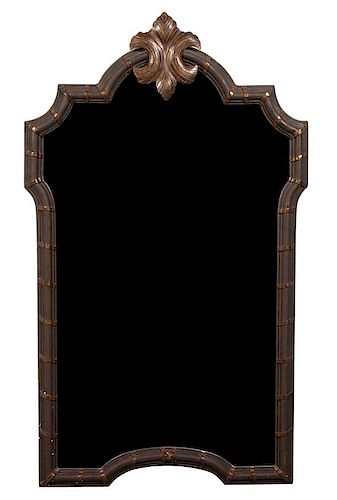 A Contemporary Metal and Lacquered Mirror 20TH CENTURY of Calais form. Height 60...