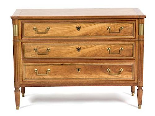 A Louis Philippe Style Walnut Commode Height 41 x width 45 inches.