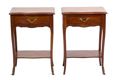 A Pair of French Provincial Style Fruitwood Side Tables Height 27 1/4 x 19 1/2 x 14 inches