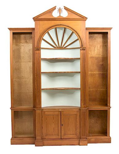 A Georgian Style Carved Pine Bookcase Height 90 x width 72 x depth 12 inches.
