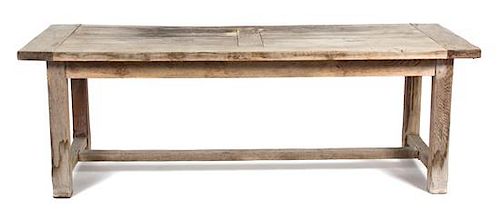 A Weathered Teak Dining Table Height 29 1/2 x length 86 1/2 x width 33 1/2 inches.