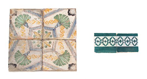 A Collection of Painted Ceramic Tiles