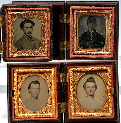 4 Civil War era 1/16 plate ambrotypes, Union soldier