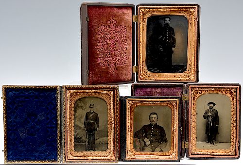 4 Civil War era tintypes and ambrotypes, Union soldiers