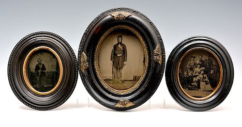 3 Civil War tintypes, Union soldiers