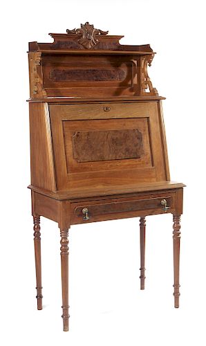 American Victorian walnut drop front desk