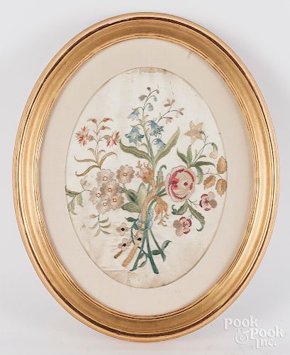 Silk embroidery of flowers