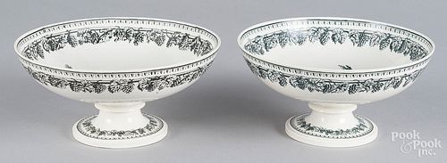 Pair of Creil porcelain footed compotes
