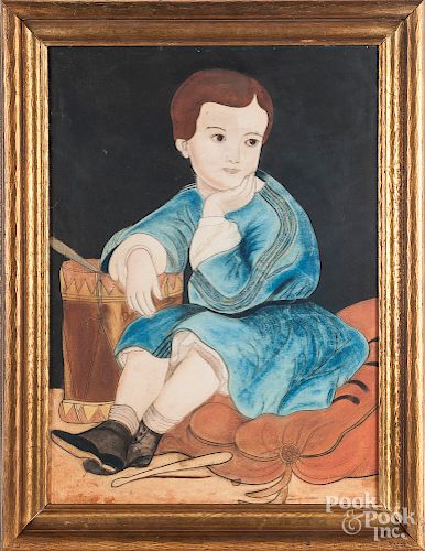 Pastel portrait of a child with a drum
