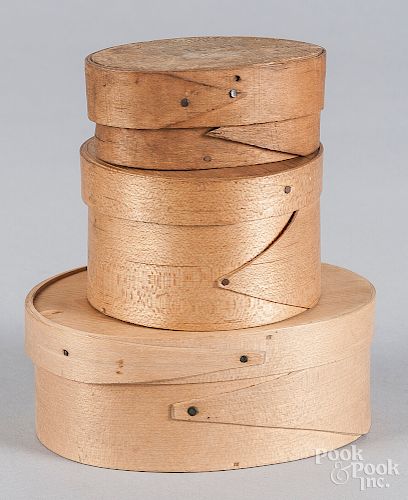 Three bentwood band boxes