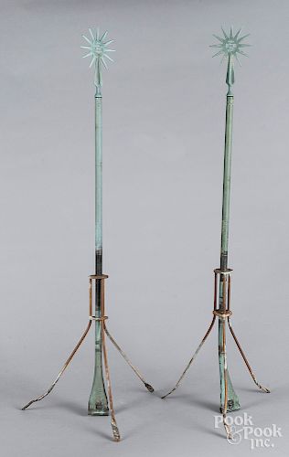 Two copper and iron lightning rods