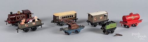 Hornby seven-piece clockwork train set